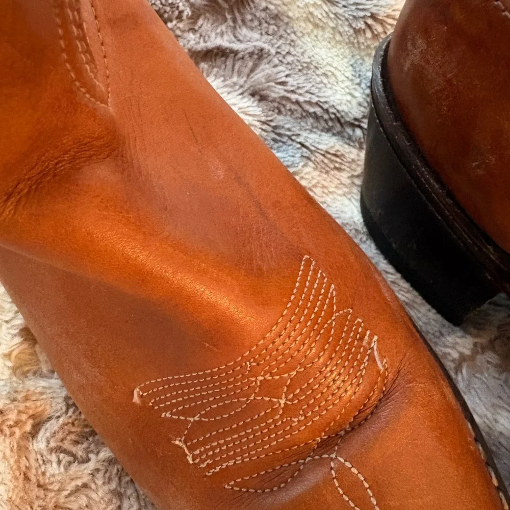 Women's Tan Leather Ankle Boots - Picture 8 of 8